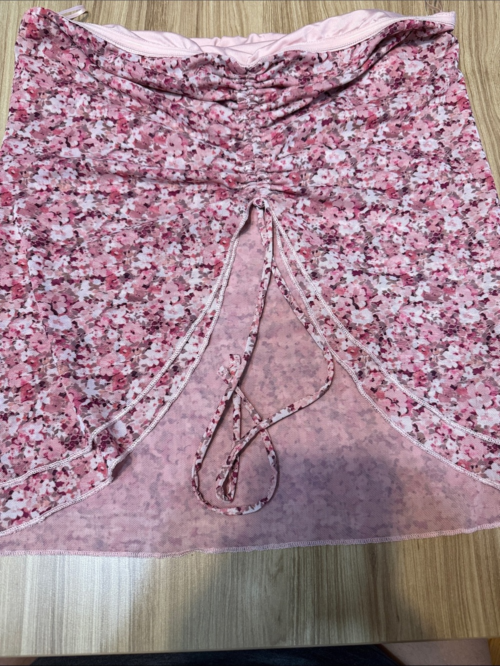 Garage Pink Floral Asymmetrical Drawstring Top